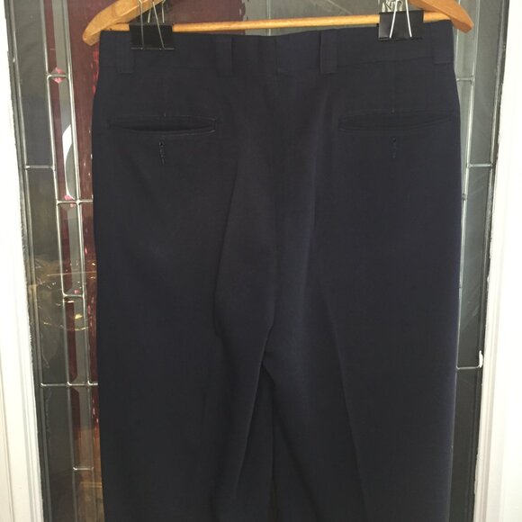 Vintage 90s J RIGGINS Blue Pleated & Cuffed Dress Pants 32x32 Woven Polyester - Picture 2 of 6